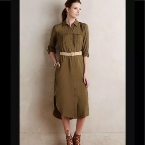 Maeve Olive Green Midi Shirtdress Sz 4